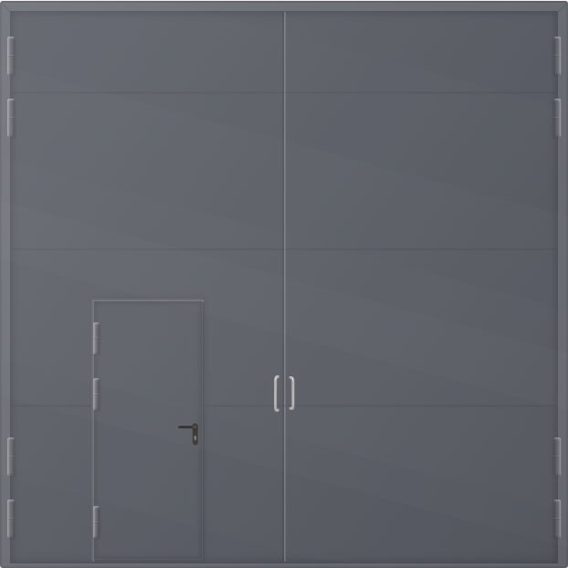 ВПМ EI-60 Ворота противопожарные металлические каркасные 4500х4500мм с калиткой